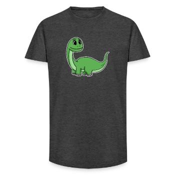 Little cute green dinosaur - Long Fit Men's T-Shirt - charcoal grey - Front - AI Model Male 185 light (185cm)