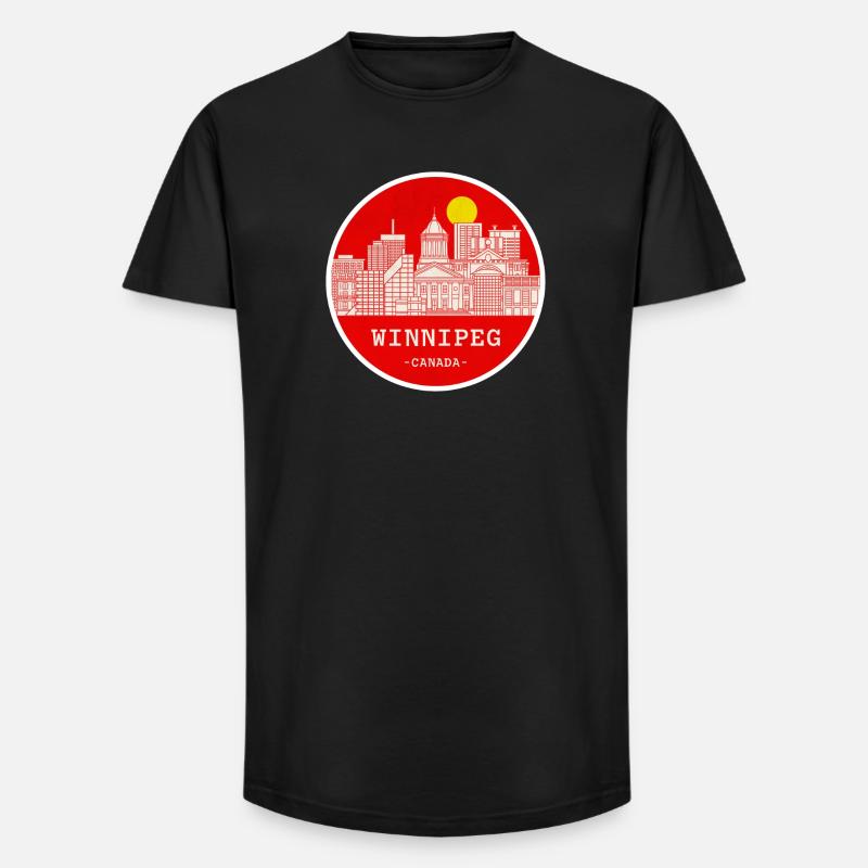 Winnipeg Stadtsilhouette Kreis - Long Fit Männer T-Shirt - Schwarz