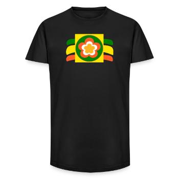 70s Flower Blossom - Long Fit Men's T-Shirt - black - Front - AI Model Male 185 light (185cm)