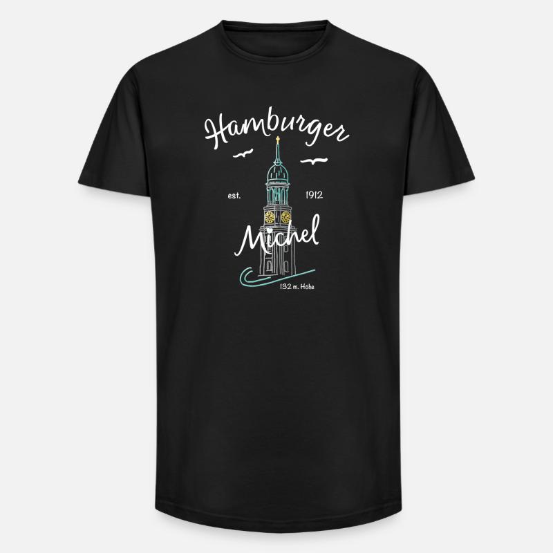 Hamburger Michel, Kirchturm, Germany - Long Fit Men's T-Shirt - black
