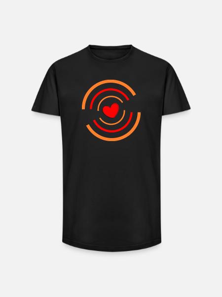 Heart red with stripes - Long Fit Men's T-Shirt - black