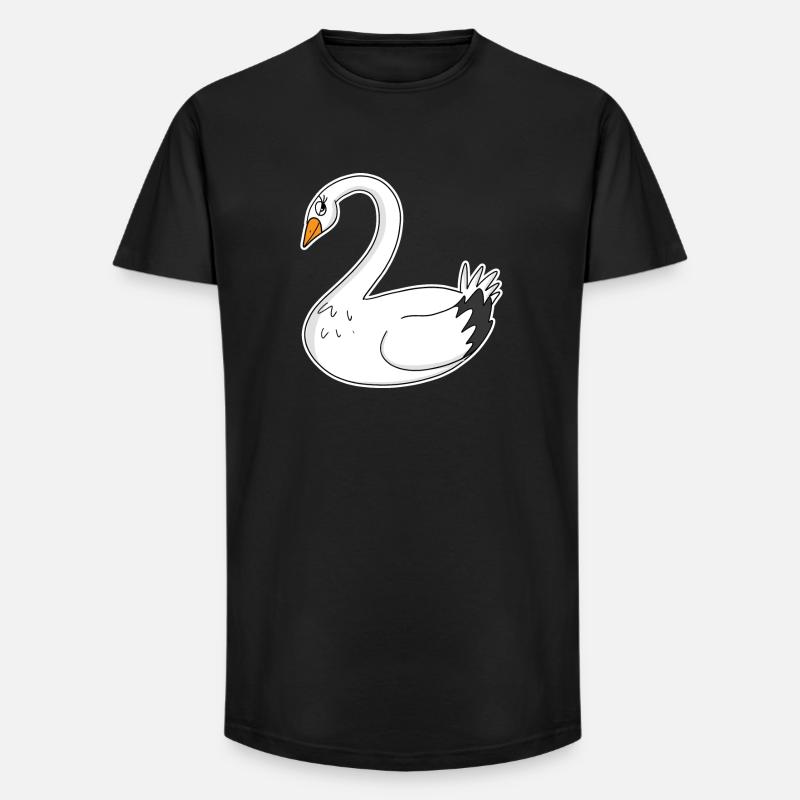 Schwan - Long Fit Männer T-Shirt - Schwarz