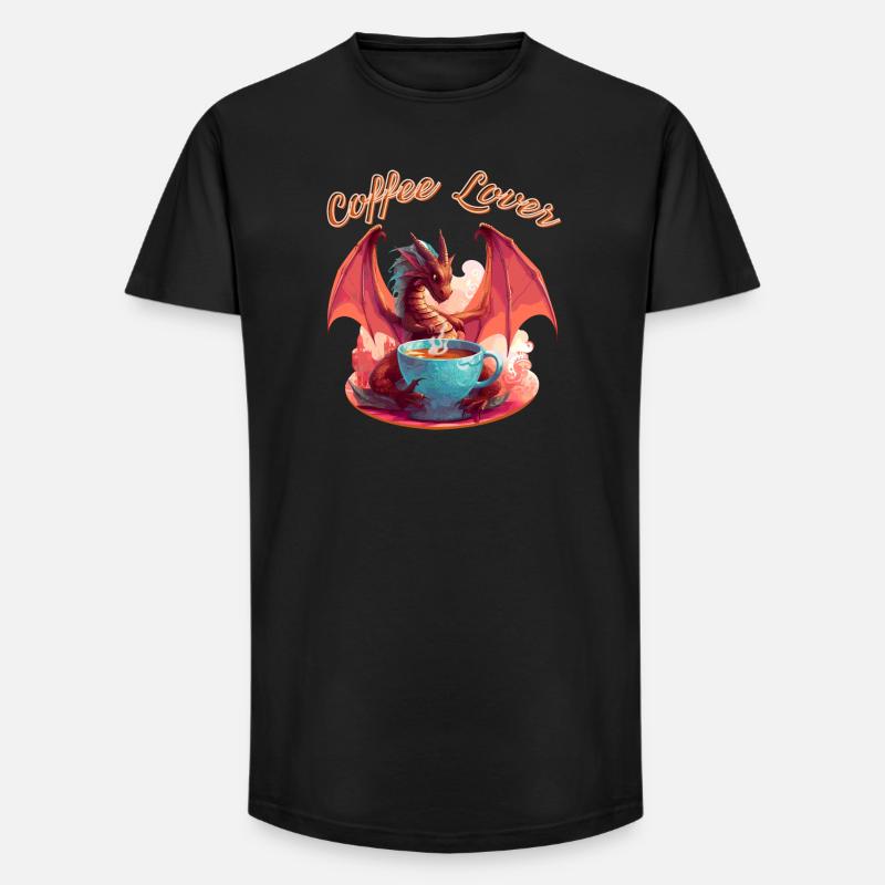 Dragon Coffee Lover - Long Fit Männer T-Shirt - Schwarz