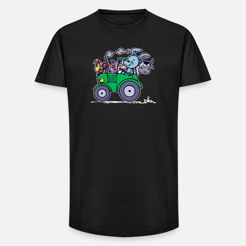 Landmaschinen Statement Ackerbau Bauernhof Traktor - Long Fit Männer T-Shirt - Schwarz