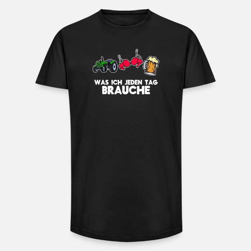 Landwirtschaft Ackerbau Bauer Traktor Statement - Long Fit Männer T-Shirt - Schwarz
