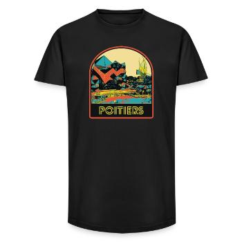 Écusson illustration Futuroscope, Poitiers France - T-shirt coupe longue homme - noir - Devant - AI Model Male 185 light (185cm)