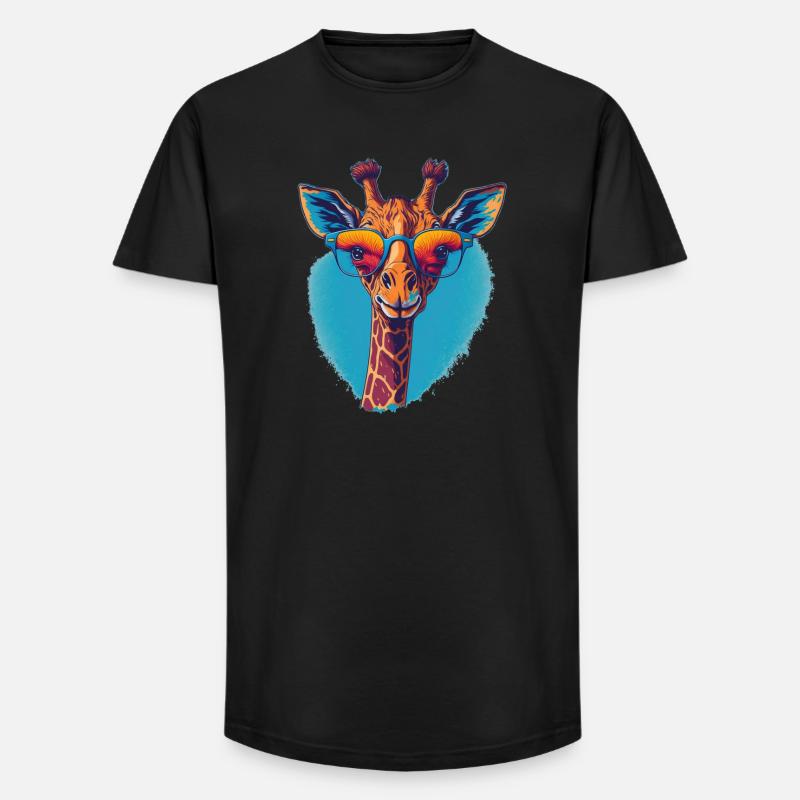 Giraffe mit Durchblick - Long Fit Männer T-Shirt - Schwarz