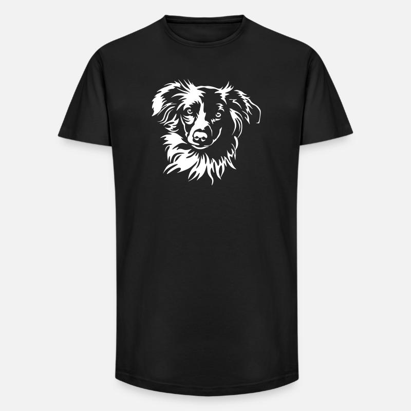 Miniature Australian Shepherd Kopf "Black Edition" - Long Fit Männer T-Shirt - Schwarz