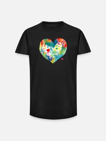 Cœur - T-shirt coupe longue homme - noir