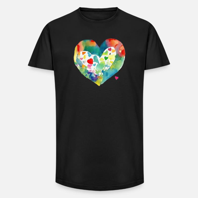 Herz - Long Fit Männer T-Shirt - Schwarz
