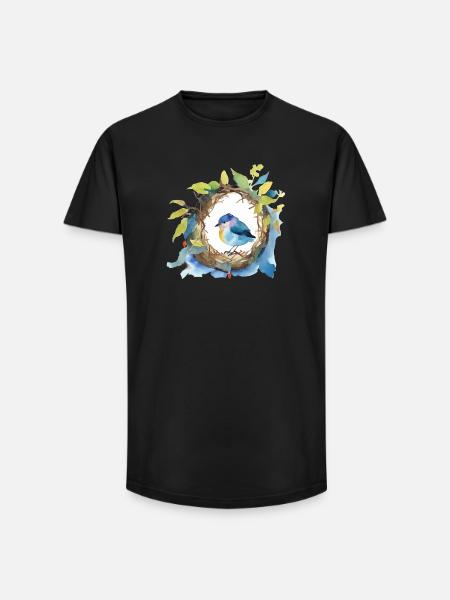 Vogel - Long Fit Männer T-Shirt - Schwarz