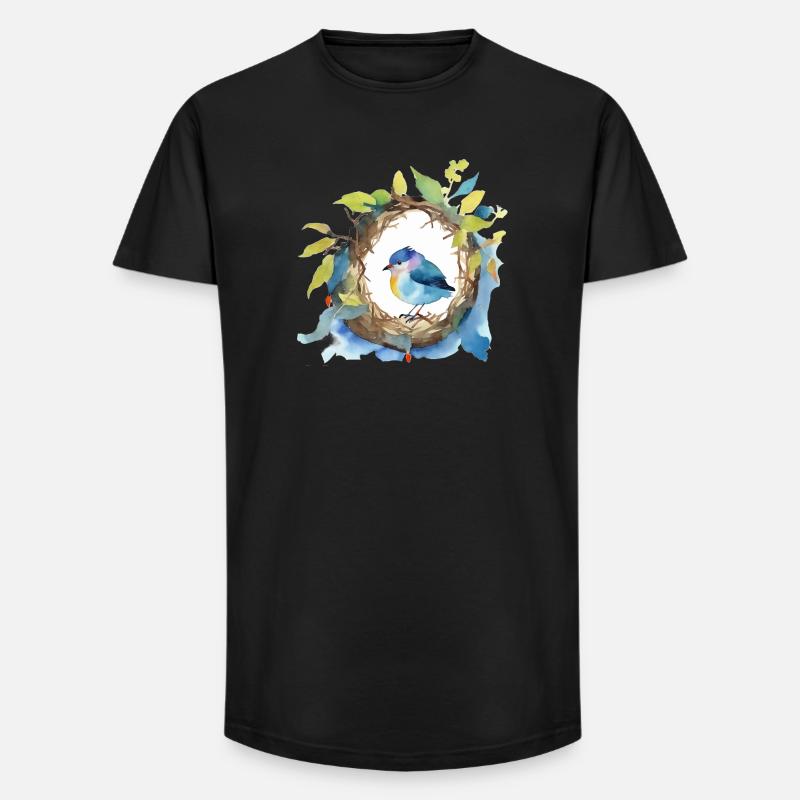 Vogel - Long Fit Männer T-Shirt - Schwarz
