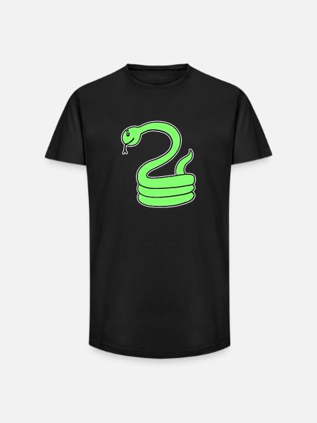 Serpent - Serpent vert - T-shirt coupe longue homme - noir