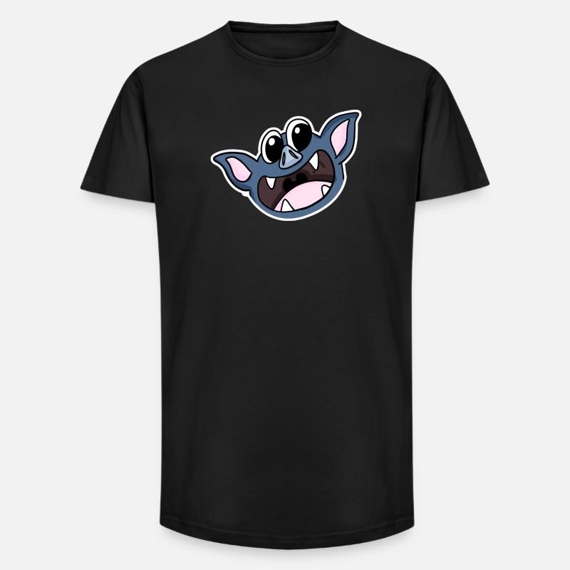 Fledermaus Kopf - Long Fit Männer T-Shirt - Schwarz