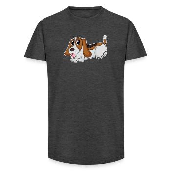 Basset Hound Dog Breeds Dog Dogs - Long Fit Men's T-Shirt - charcoal grey - Front - AI Model Male 185 light (185cm)
