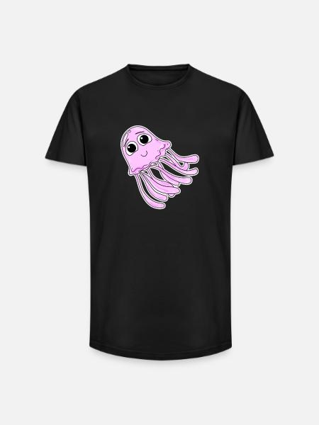 Méduse motif rose - T-shirt coupe longue homme - noir