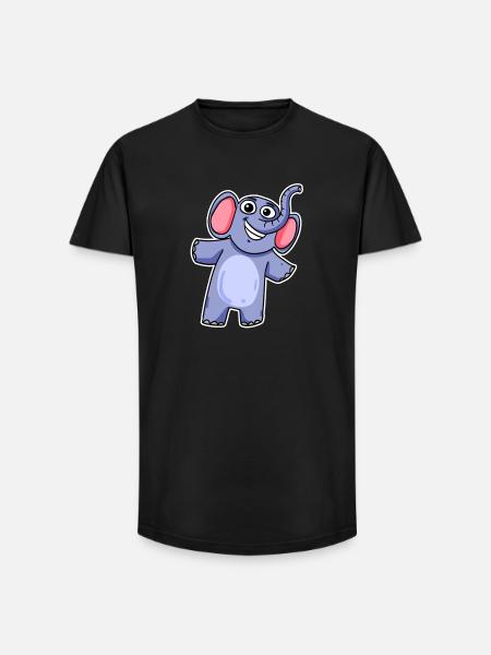 Mignon petit éléphant - T-shirt coupe longue homme - noir