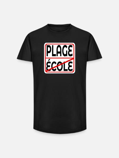 Début des vacances École PLAGE - T-shirt coupe longue homme - noir