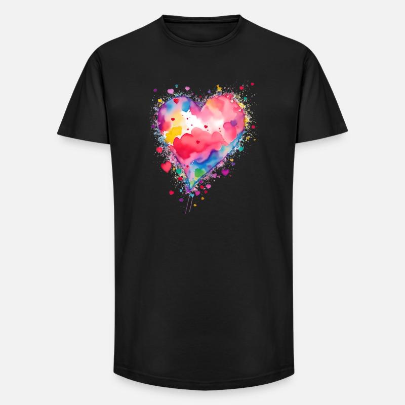 Herz - Long Fit Männer T-Shirt - Schwarz