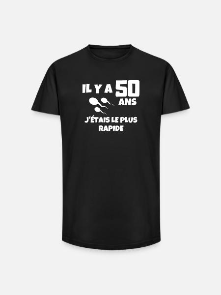 anniversaire, anniversaire 50 ans, 50 ans - T-shirt coupe longue homme - noir
