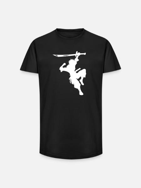 kung fu fighter weiss - Long Fit Männer T-Shirt - Schwarz