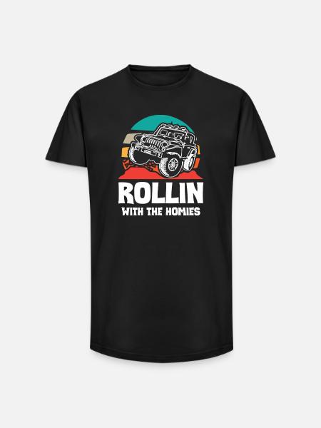 Jeeps Rollin With The Homies - Long Fit Men's T-Shirt - black