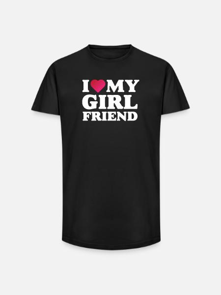 I Love My Girlfriend - Long Fit Men's T-Shirt - black