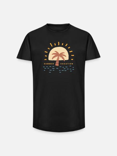 Sunset Palm Urlaub Logo - Long Fit Männer T-Shirt - Schwarz