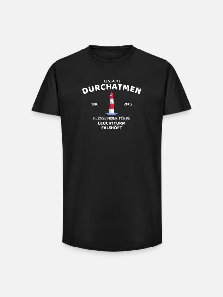 Flensburger Förde, Leuchtturm Falshöft, Durchatmen - Long Fit Männer T-Shirt - Schwarz