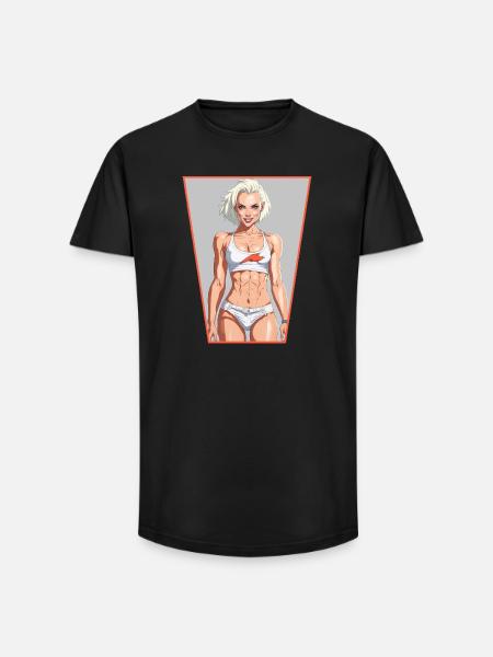 Fitness Mädchen - Long Fit Männer T-Shirt - Schwarz