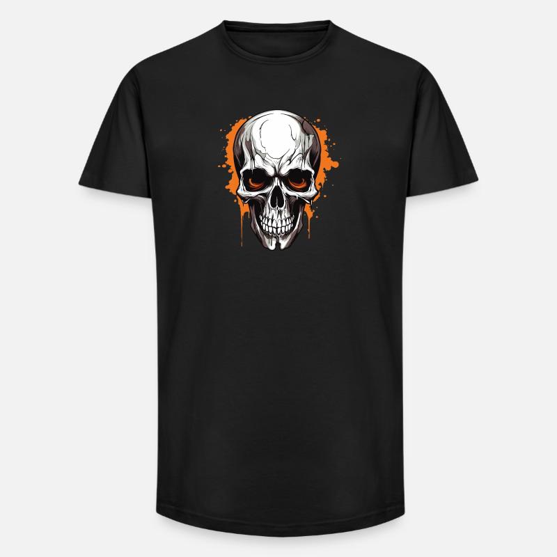 Orangener Schädel Splatter Gothic - Long Fit Männer T-Shirt - Schwarz