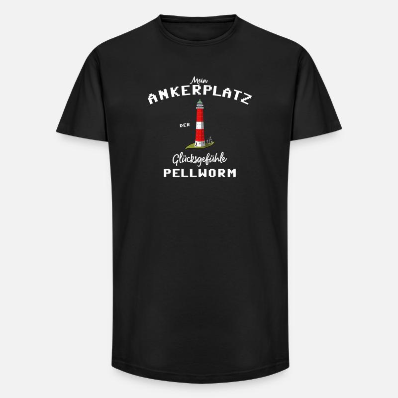 Pellworm , Ankerplatz der Glücksgefühle - Long Fit Männer T-Shirt - Schwarz