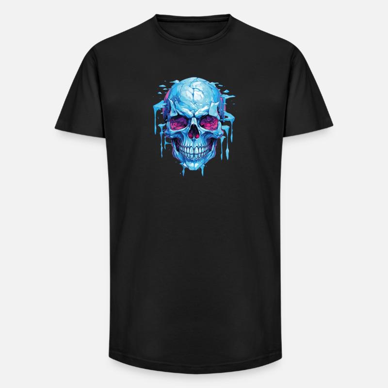Neon Eis Schädelkunst - Long Fit Männer T-Shirt - Schwarz