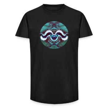 Nature Mandala Coquille Souriante - T-shirt coupe longue homme - noir - Devant - AI Model Male 185 light (185cm)