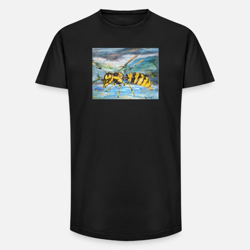 Illustration einer Wespe  - Long Fit Männer T-Shirt - Schwarz