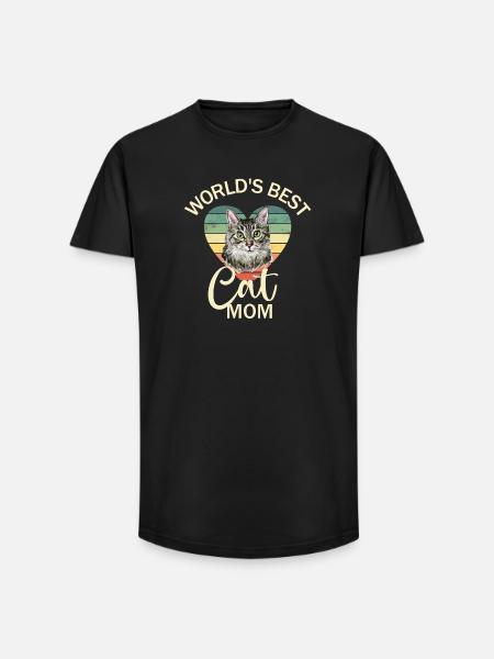Maman chat chat - T-shirt coupe longue homme - noir