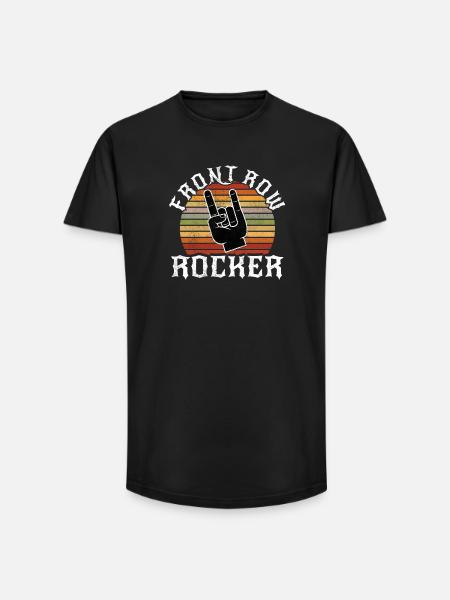 Rocking sunset with hand signals - Long Fit Men's T-Shirt - black