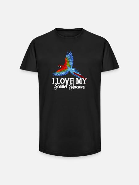 J'adore mes aras écarlates - T-shirt coupe longue homme - noir