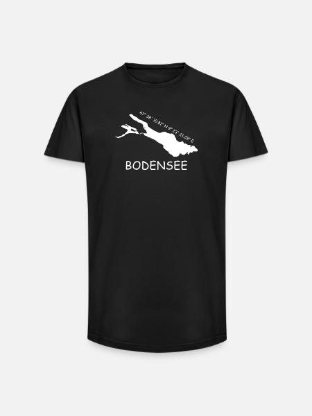 Bodensee Koordinaten - Long Fit Männer T-Shirt - Schwarz