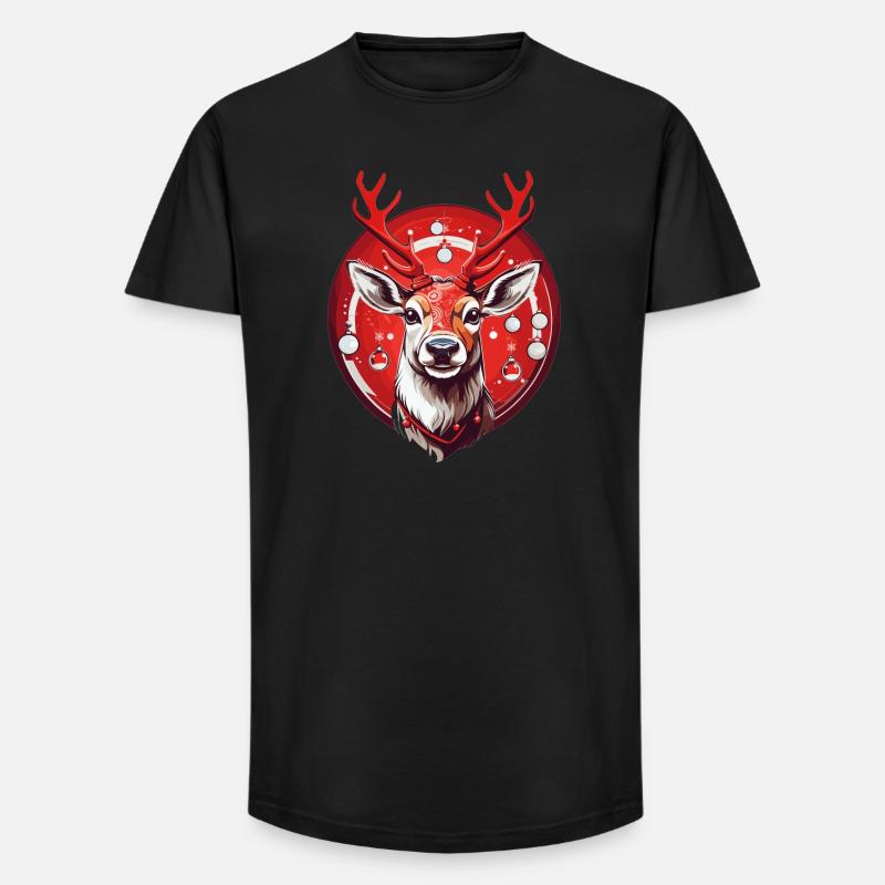 Rentier mit Weihnachtskugeln - Long Fit Männer T-Shirt - Schwarz
