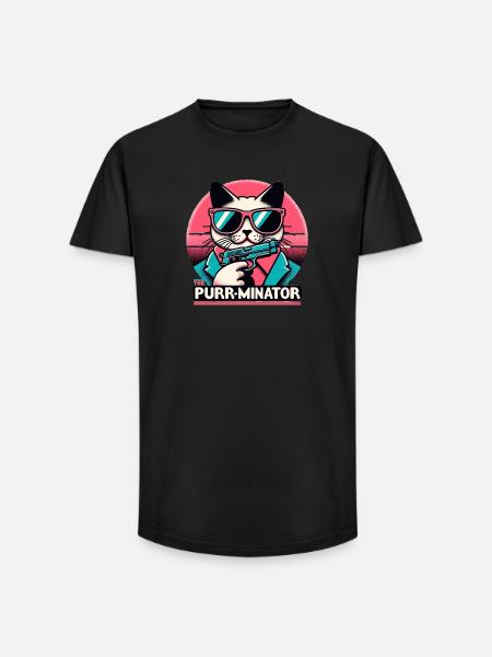 The Purr-minator - Long Fit Men's T-Shirt - black