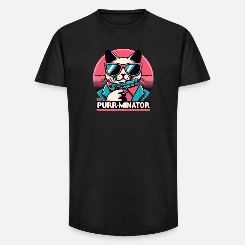 The Purr-minator - Long Fit Männer T-Shirt - Schwarz