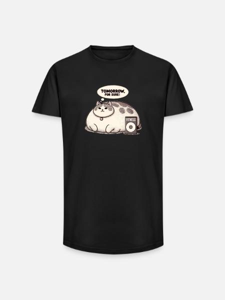 Fitness grouch cat - Long Fit Men's T-Shirt - black