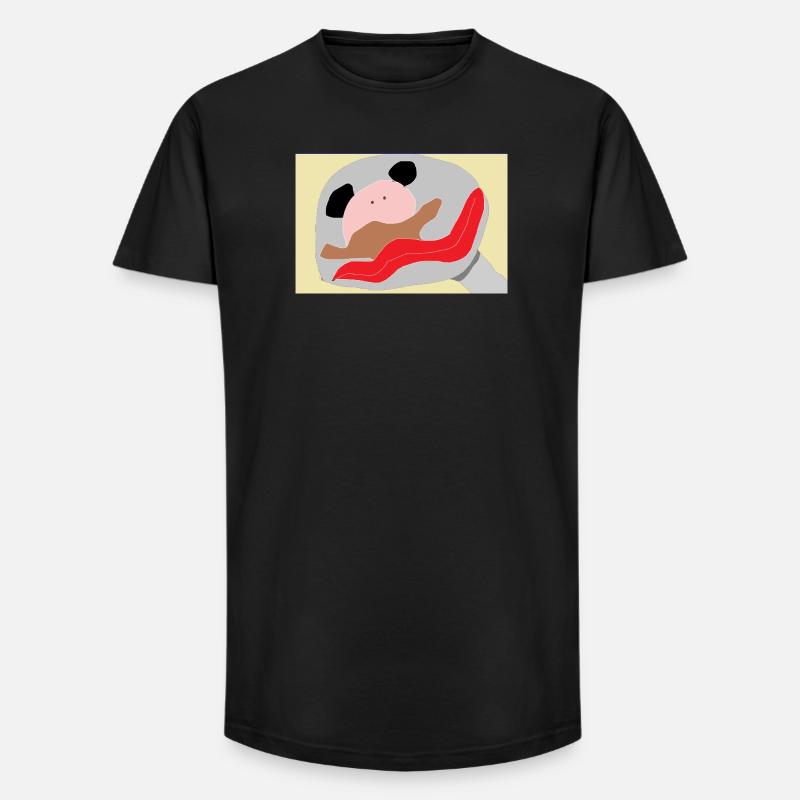 Panda mit roter Zunge - Long Fit Männer T-Shirt - Schwarz