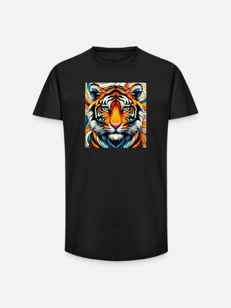 Tiger - Long Fit Men's T-Shirt - black