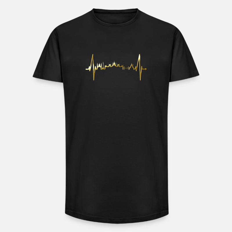 Budapest Skyline Herzschlag Ungarn Herz Budapester - Long Fit Männer T-Shirt - Schwarz