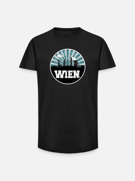 Wien Blue Hour Skyline - Long Fit Männer T-Shirt - Schwarz