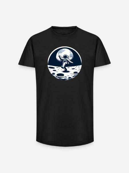 Dancing astronaut on the moon - Long Fit Men's T-Shirt - black