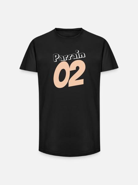 Parrain02 Typographie Peach - T-shirt coupe longue homme - noir