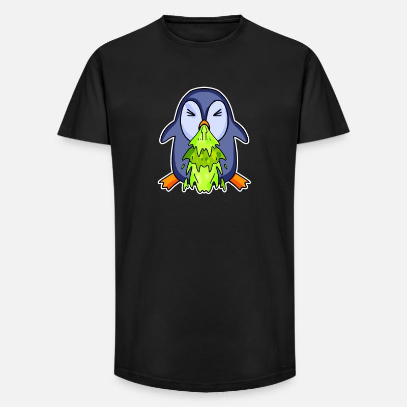 Penguin puking puke - Long Fit Men's T-Shirt - black
